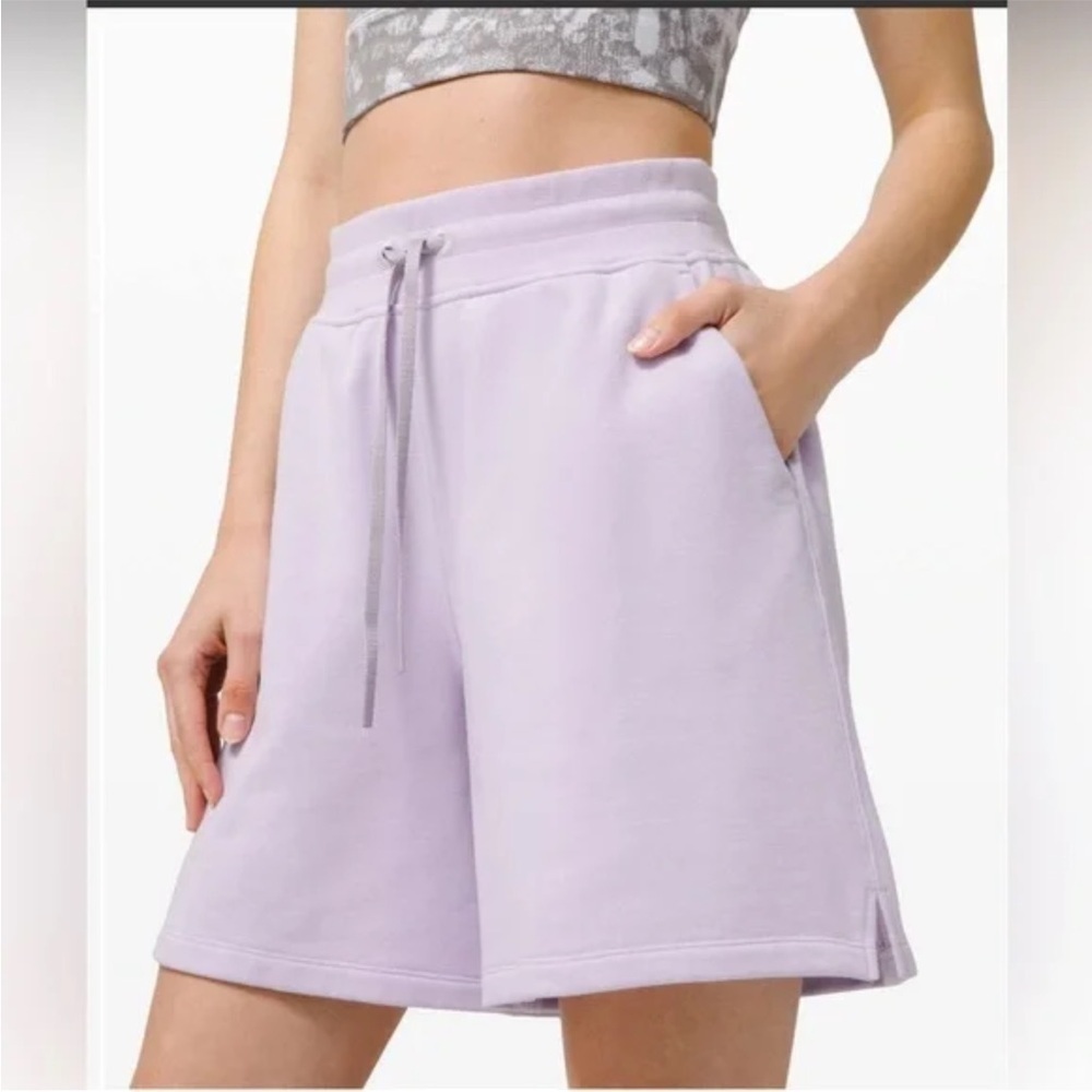 Lululemon All Yours High Rise Lavender Women's Shorts 100% Cotton Size 14